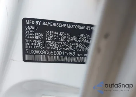 2014 BMW X3 xDrive28I из США, поврежденный, VIN 5UXWX9C55E0D11658